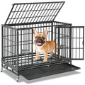 Homey Pet 37" Heavy Duty Stackable Dog Crate with Wheels for Medium Dogs | Metal Dog Cage Kennel with Escape proof Locks, Removable Tray, Bowl, Open Top, Ideal for Breeders, Groomers & Multi-dog Homes - size: 36.6"L x 22.5"W x 29.1"H