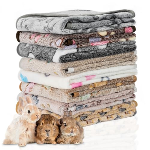 8 Pack Guinea Pigs Fleece Blankets, Soft Plush Mats for Rabbits Hamsters, Washable Small Pet Cage Bedding, Cozy Burrow & Snuggle Cover for Puppies Kittens Travel (26 x 14 Inch, Dark Color) - color: Dark Color, size: 26x14 Inch /8 Packs