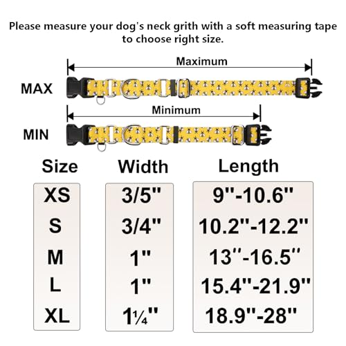 Martingale Dog Collar with Buckle Yellow Bee Dog Collar Adjustable Cute Design Patterns (Bee, Large) - color: Bee, size: Large
