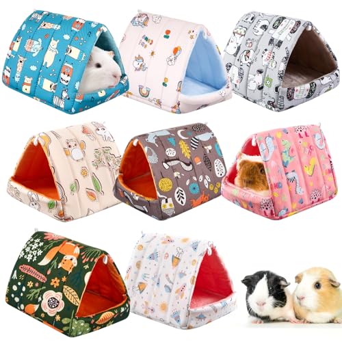 Cinnvoice 8 Pcs Guinea Pig Hideout, Guinea Pig Bed Washable Small Animal Cage Accessories for Bunny Hedgehog Mouse Chinchillas Hamsters Ferrets Rats (7.9 in) - size: 7.9 in