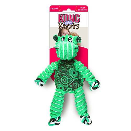 KONG Floppy Knots Rope and Plush Dog Toy, Hippo, Medium/Large | Knotted Rope & Plush Toy with Minimal Stuffing & a Squeaker, Great for Teething, Tugging & Lively Play - color: Hippo, size: Medium/Large