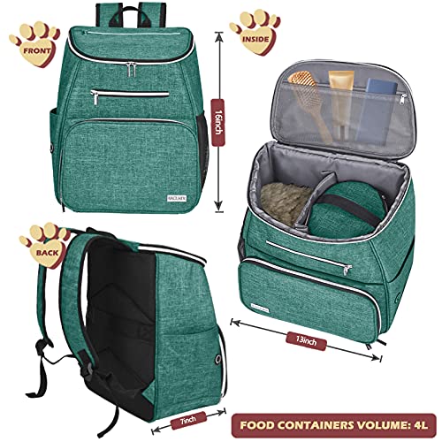 BAGLHER丨Dog Travel Bag Backpack, Airline Approved Pet Supplies Backpack, Dog Travel Bag with 2 Silicone Collapsible Bowls and 2 Food Baskets Green - color: Green
