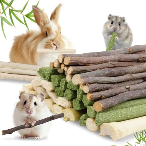 Sukh 300g Rabbit Chew Toy Set-Timothy Hay,Apple Sticks & Sweet Bamboo Stick | Natural Small Animal Treat Set for Rabbits, Guinea Pigs, Chinchillas and Squirrels, for Teeth Grinding, Enrichment and Gifts - color: Timothy & Apple & Sweet Bamboo