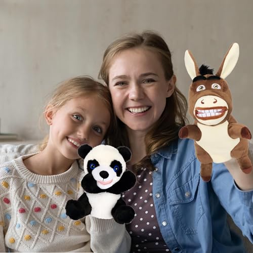 Easfan Donkey Hand Puppet with Movable Mouth Plush Toy for Kids 13" | Role play preschool teaching, cute stuffed animal, creativity imagination, Easter Christmas birthday holiday gift - style: Donkey