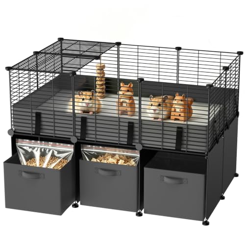 Guinea Pig Cages Small Animal Playpen with Waterproof PVC Liner | Washable PVC Liner & Storage Space for Guinea Pigs, Hamsters, Hedgehogs & Ferrets, Indoor Pet Enclosure Wire Yard Playpen