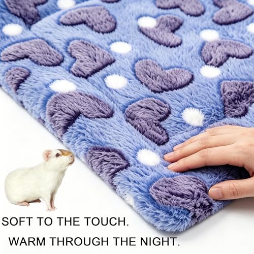2 Pcs Guinea Pig Bed 9"x13" 2 Colors Waterproof Washable Soft Fleece Pee Pad Cage Liner Small Animal Bedding Warm Mat Reusable Cozy Sleeping Surface for Syrian Hamster Hedgehog Sugar Glider