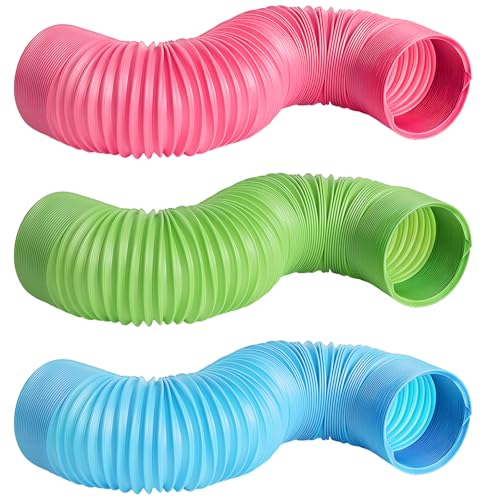 3 Packs Pet Fun Tunnels, Small Animal Tunnel, Foldable Plastic Hamster Tunnel, Tube Pets Hideaway, Pet Mouse Training Hideout Tunnels for Guinea Pigs, Chinchillas, Rats, Ferrets, Dwarf Rabbits