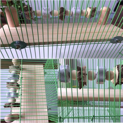 kathson Hamster Wood ledges Platform, Wooden Chinchilla Ledges Platform with Lava Ledge Blocks Chew Toys Pet Cage Resting Wooden Shelf Chinchilla Cage Accessories for Hamster Guinea-Pigs Mouse