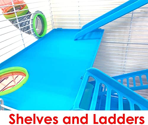 Mcage 2-Levels Hamster Habitat Home House Rodent Gerbil Mice Rats Animals Critters Cage Expansible and Customizable with Hide House Running Wheel Food Dish Water Drinking Bottle Deep Base - color: Blue, size: 19"L x 12"W x 15"H | 2-Floors