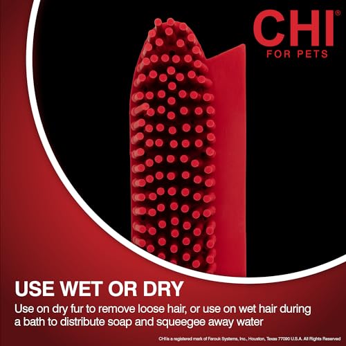 CHI for Dogs Rubber Fur Accumulator Brush, Dog Grooming Tool for Removing Loose Hair and Lint from Coats Furniture Clothing and Car Seats, Flexible Rubber Bristles, Easy Clean Grooming Brush | Flexible rubber bristles, removes loose hair and lint from coa