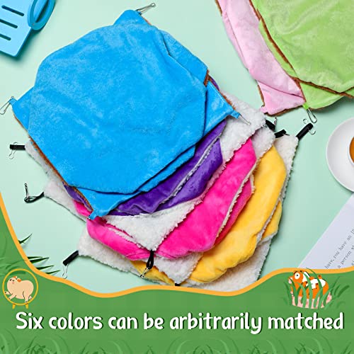 Jerify 6 Pcs Small Animals Hammock 3 Layers Hanging Pet Cage,Macaron Color | Cozy Hideaway for Rat Guinea Pig Ferret Chinchilla, Soft Plush Lining Provides Warmth, Easy Install with Metal Hooks - color: Macaron color