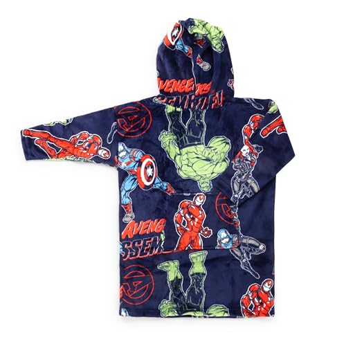 Jay Franco Wearable Throw Blanket – Kids Oversized Plush Hooded Blanket with Pocket, Ultra Soft Cozy Fleece Throw for Lounging, Travel, Blue - Avengers, 24x32 - Kid - color: Blue - Avengers, size: Kid