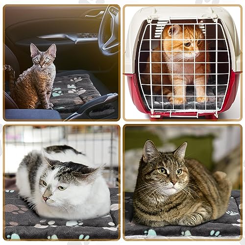 4 Pack Ultra Soft Dog Cat Bed Mat Small Animal Guinea Pig Bed with Cute Print Reversible Fleece Dog Crate Kennel Pad Cozy Washable Thickened Hamster Pet Beds Mat(13 x 19 Inches,Black) - color: Black, size: 13 x 19 Inches