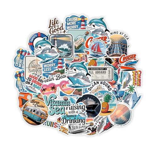 Vybonz Cruise Sticker Ocean Travel Decal Sea Adventure Boat Vacation | Cruise Stickers with Ocean Travel and Sea Adventure for Cruise Lovers, Laptop, Water Bottle, Journal and Notebook Use - color: Cruise, size: 3in