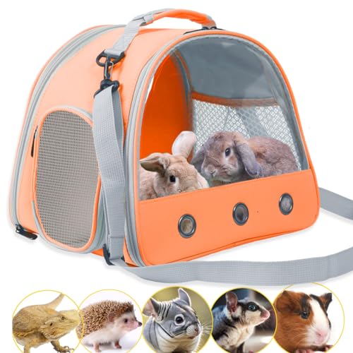 Rabbit Travel Carrier,Lizards Carrier, Small Animal Travel Bag for Bunny Sugar Glider Hedgehog Rat Parrot Bird Guinea Pig, Portable Guinea Pig Travel Cage for 2 - color: Orange