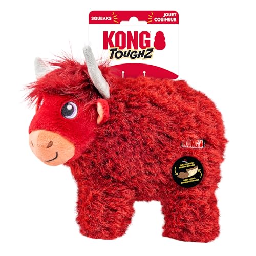 KONG Toughz Durable Plush Dog Toy - Long-Lasting Soft Chew Toy for Aggressive Chewers, Safe & Interactive for Dogs (Highland Cow) - style: Highland Cow