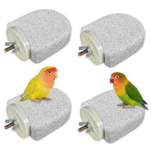 4Pack Bird Perch Stands Parrot Beak Grinding Stone Platform,Grey-S | Parakeet Foot Claws Trimmer,Calcium Perch Climbing Chewing Toys for Small Medium Birds Cockatiel Conure Lovebird Budgie - color: 4Pack Grey | S