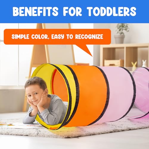 Kids Play Tunnel,Pop Up Crawl Through Tunnel Play Tent for Baby Kids Children or Pet,Foldable Pop Up Tents with Carry Bag (Pink Colorful Tunnel) - style: Pink Colorful Tunnel