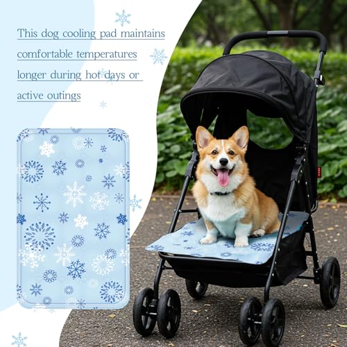 Nuanchu Dog Stroller Cooling Mat, Waterproof Gel Pet Cooling Pad for Summer, Washable Cat Sleeping Blanket, Portable Ice Gel Travel Mat for Cats, Crates, Car Seat(11.81 x 19.69 Inches,Snowflake) - size: 11.81 x 19.69 Inches, style: Snowflake