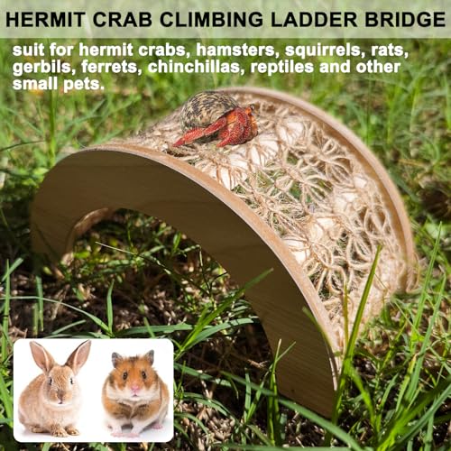 Hermit Crab Climbing Arch Bridge Wooden and Rope Hermit Crab Climbing Toys Hermit Crab Supplies Small Animal Cage Accessories for Hamster Lizard Chameleon Reptile - style: Arch Bridge