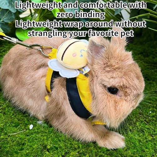 Rabbit Harness and Leash - Adjustable Bunny Harness Escape Proof for Walking Runnig Hiking Camping Outdoor,Cute Small Animal Harness Leash Set (Small) - size: Small