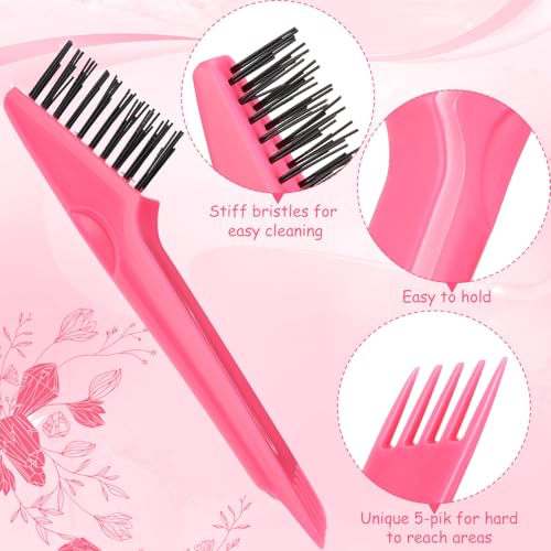 Yaomiao 2 Pcs Hair Brush Cleaner Tool 2-in-1, Pink and Gray Hairbrush Cleaner for Removing Hair Dust, Mini Comb for Removing Dirt, Home Salon Use - color: Pink, Gray