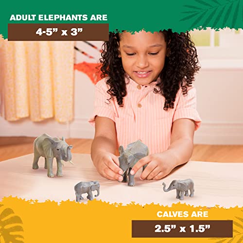Terra by Battat African Elephant Animal Toys Family, 4 Figurines, Animals | 4 realistic plastic safari animal figures with 2 adult African elephants and 2 calves for pretend play, collecting, 3+ Years - style: African Elephant Family