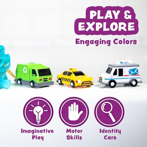 Tub Works® Vehicles™ Bath Cars Mold Free Bath Toys, 6 Pack | Sealed, No Hole Bath Toys Design Keeps Moisture Out | Soft, Squeezable & Float on Water | Fun Baby & Toddler Bath Toys | City Car Bath Toys - style: City Cars - 6pk