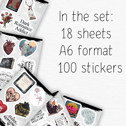 100Pcs Dark Romance Stickers for Water Bottle - Dark Book Stickers, Booktok Decals - Gifts for Book Lovers - color: Dark Romance Stickers