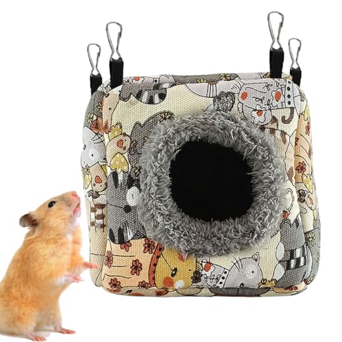 Hamster Rat Hammock Bed, Hanging Cave Shaped Cotton Nest Suitable for Small Animals Hamsters Rat Mouse Gerbil Sugar Glider Squirrels etc (S) - size: Small