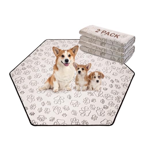 Reusable Puppy Pads, Washable Pee Pads, Leakproof 55"x 62" 2 Pack | Extra Large Absorbent Dog Pads With Waterproof Non-Slip Backing For 6 Panel Playpens, Kennels, Indoor Potty & Puppy Training - size: 55x62(pack of 2)-Gray