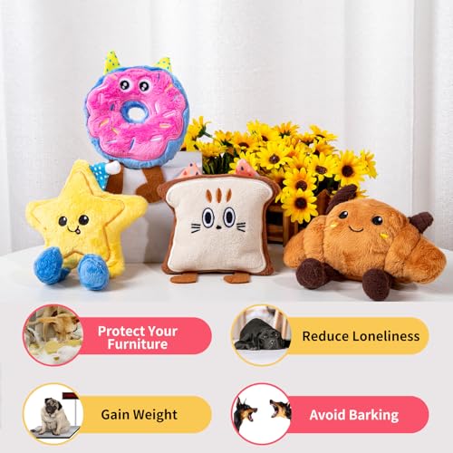 DODODOLA Stuffed Dog Toys Cute Sweeet with Crinkle Paper for Medium Large Dogs Puppy - color: Colorful Sweet