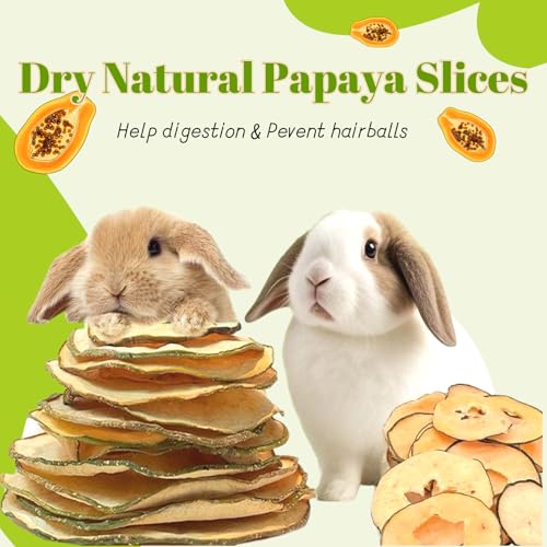 Hamiledyi Rabbits Chew Treats Dried Brussels Sprouts & Papaya for Guinea Pigs Chinchillas Hamsters Bunny Natural Small Animal Chew Toys for Teeth Grinding Foraging Treats (10 OZ) - style: Style A