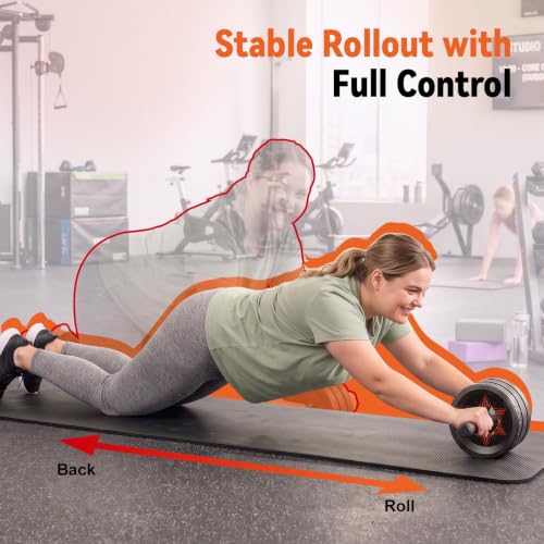VINSGUIR Ab Roller Wheel, Abs & Core Workout Equipment for Home Gym with Knee Pad Accessories, Abdominal Wheel for Full-body Strength Training - color: Black(3 wheel-StablePlus)