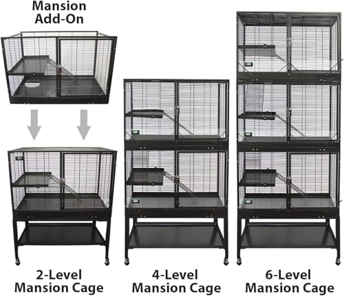 Durable All-Metal Mansion Cage for Chinchillas, Rats, Ferrets, Degus, Prairie Dogs (4-Level) - size: 32.0"L x 21.0"W x 58.0"H