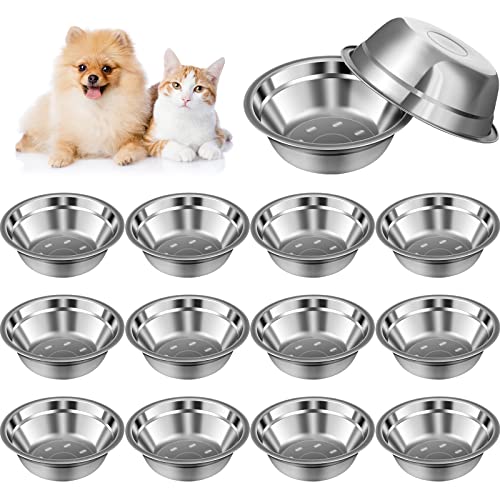 Nuanchu 15 Pack Stainless Steel Dog Bowls Bulk, 15 oz Pet Food Water Bowls for Small Dogs/cat, Dishwasher Safe Feeder for Multi-pet Homes/pet Shop - size: 15 oz