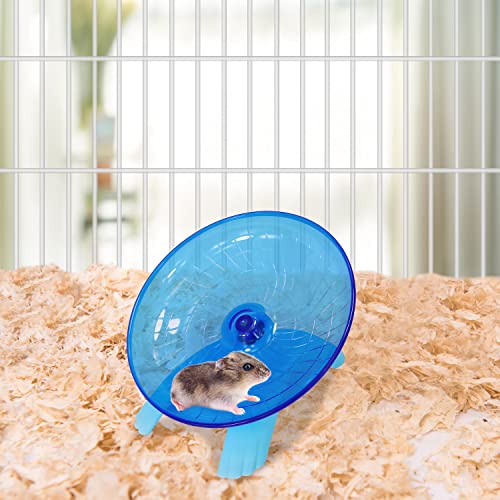 Hamster Flying Saucer Silent Running Exercise Wheel for Gerbil Rat Mouse Hedgehog Small Animals (Blue) - color: Blue