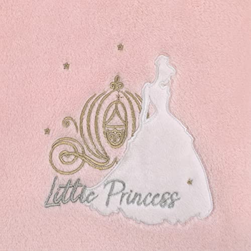 Disney Princess Enchanting Dreams Pink Cinderella Applique and Embroidered Super Soft Baby Blanket with a Silver Sparkle Organza Trim - color: Princess Enchanting Dreams