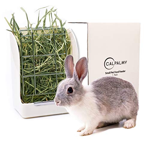 CalPalmy Hay Feeder for Rabbits, Guinea Pigs, and Chinchillas - Minimize Waste and Mess with 5.5" x 3.5" x 7.4" Hanging Alfalfa and Timothy Hay Dispenser - color: White, size: 5 1/2" x 3" x 7 3/8" (1-Pack)