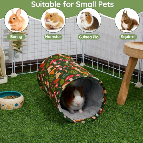 Glittme Guinea Pig Tunnel Washable Guinea Pigs Hideout Portable Rabbit Tunnels Soft Ferret Tunnel for Playing Resting Guinea Pig Accessories for Hedgehogs, Hamster, Mushrooms | Small Animal Hideout Crafted With Warm Plush Lining, Offering A Cozy And Folda