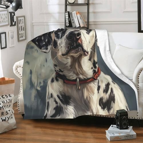 Dalmatian Blanket Gifts for Women Girls Kids Dog Lovers, Puppy Flannel Blankets, Warm Cozy Soft Throw for Bedroom, Camping, Couch, Decor 50x60 in - color: Dalmatian, size: 50"x60"