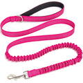5FT Bungee Dog Leash Shock Absorbing Reflective Nylon Lead 2cm Wide | Soft Handle- Lightweight- Anti-Pull Training for Small/ Medium Dogs- 6 Colors (Pink) - color: Pink
