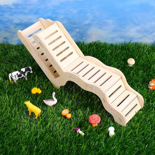 Versatile Hamster Hideout and Exploration Tunnel, Snap-Together Wooden Burrow with Panoramic Window Hamster Explorer for Gerbils Hamsters Small Pets Chew-Safe Cage Enrichment