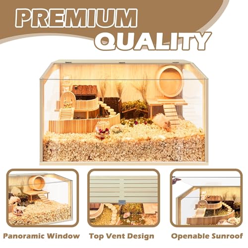 Prolee Hamster Cage Chewproof, Large Hamster Cage,Guinea Pig Cages Openable Top with Acrylic Sheets Solid Built, Hamster Habitat 24" - size: 24.0"L x 16.0"W x 16.0"H
