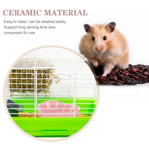 UKCOCO Heart Shaped Ceramic Pet Bowl 3.14X2.75X0.98In Non-Tip Small Animal Food and Water Dish for Hamsters Guinea Pigs Hedgehogs Gerbils - Smooth Surface Pink Porcelain Feeder