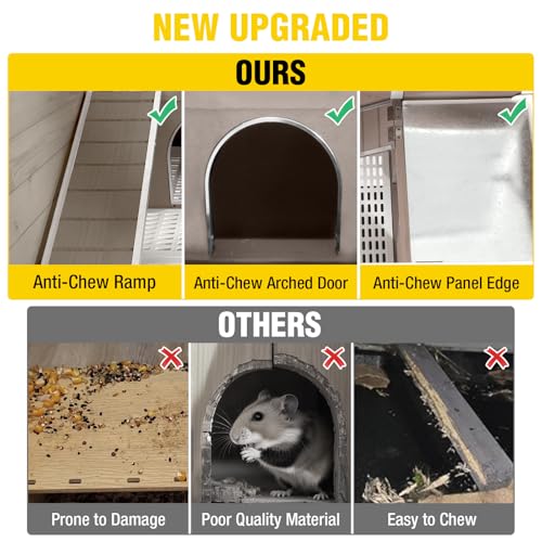 Aivituvin 2-Story Indoor Rabbit Hutch Guinea Pig Cage with Stand, Wooden Bunny Cage Small Animal Cages with Chew-Proof Ramp, Pull-Out Tray & Leakproof PVC Layer (Brown) - color: (Brown)
