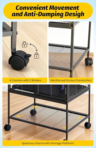 Multi-Level Metal Small Animal Cage, Removable Tray & Ramp, Lockable, BPA-Free, Indoor/Outdoor Use,for Ferrets, Hamsters, Chinchillas, Rabbits, Guinea Pigs, Hedgehogs, Gerbils - size: 24''Lx17''Wx34''H