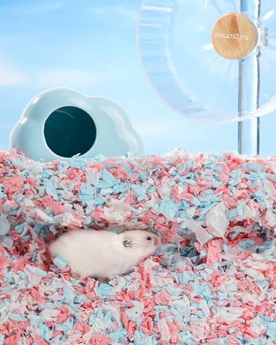 BUCATSTATE Hamster Bedding 70L, 99% Dust-Free Guinea Pig Bedding Odor Control Paper Bedding, Cozy Small Animal Bedding for Rabbit Rat Syrian Dwarf Hamsters Gerbils (Confetti) | FSC-Certified Material, Expands 3X, Cozy Paper Bedding for Guinea Pigs, Colorf