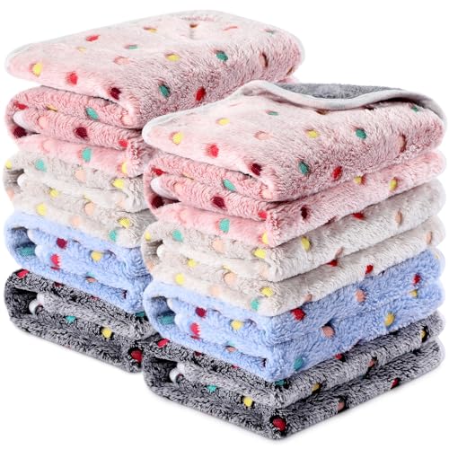 Tudomro 8 Pcs Absorbent Guinea Pig Blankets Washable Small Animal Fleece Bedding Cage Liners Reusable Pet Sleep Mat Pad Cover for Ferret Chinchilla Furniture Protection(Dot,16 x 24 Inch) - size: 16 x 24 Inch