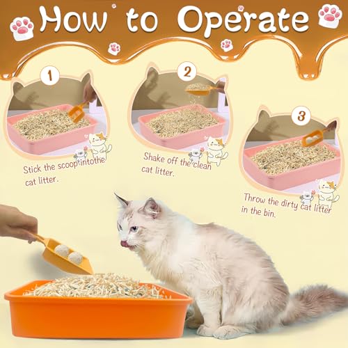 Kitten Small Litter Box Set, 6 Pcs Plastic Kitten Litter Pan with 6 Scooper Cat Litter Box Cat Litter Box Travel Toilet for Small Pet Kitty Bunny Guinea Pig - color: A-color